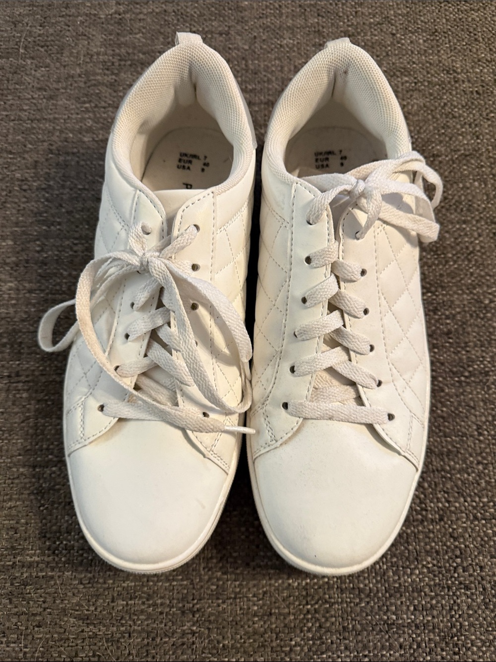 Primark White Quilted Lace-Up Women’s Sneakers